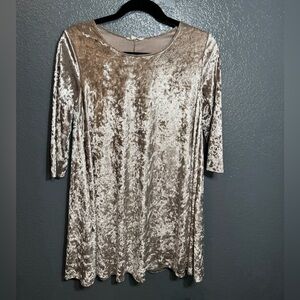 Rolla Coster Womens Velvet Feel Gold Above Knee Mini Tunic Dress Size Medium M